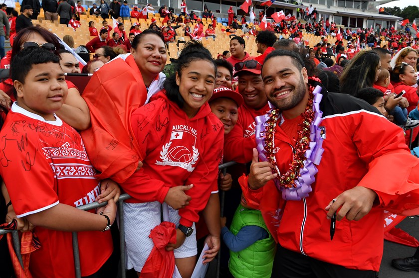 Tonga centre Konrad Hurrell at the fan day.