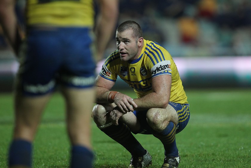 Justin Poore during his final season with the Eels in 2012.