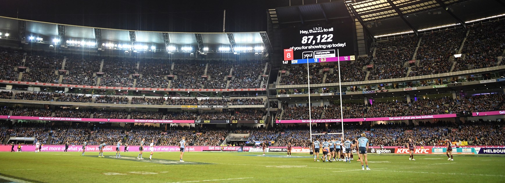 Origin action at the Melbourne Cricket Ground.