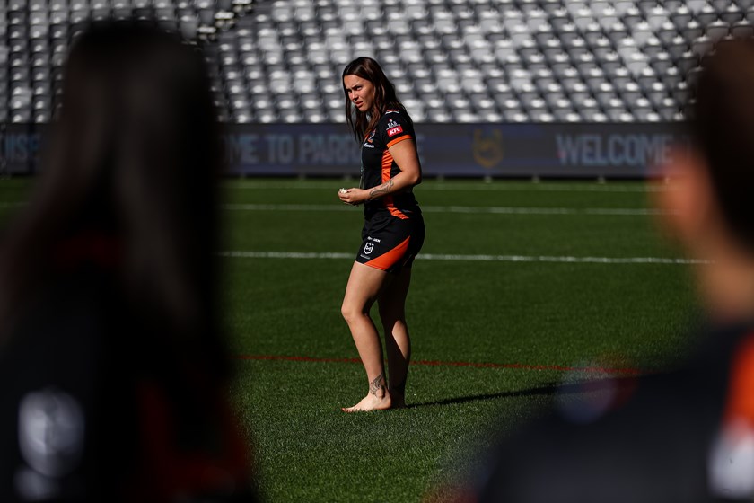 Botille Vette-Welsh loves nothing better than to feel the grass on her feet at a footy ground.