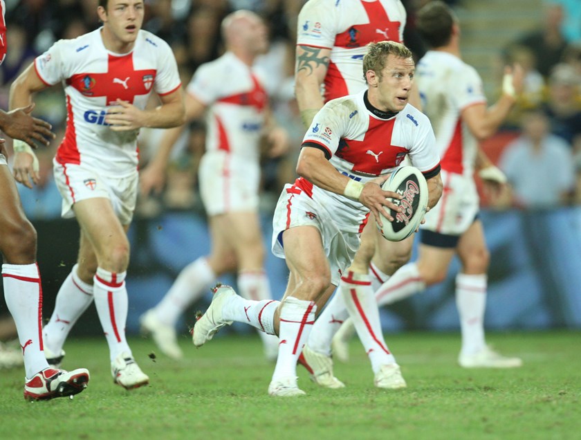Rob Burrow in action for England in the 2008 World Cup semi-final against New Zealand.