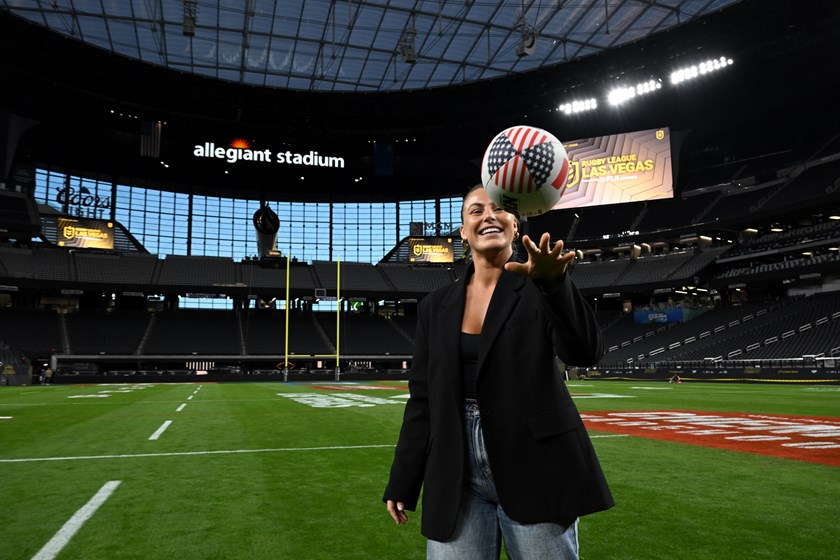 Jillaroos star Jess Sergis at Allegiant Stadium for this year's NRL season opener.