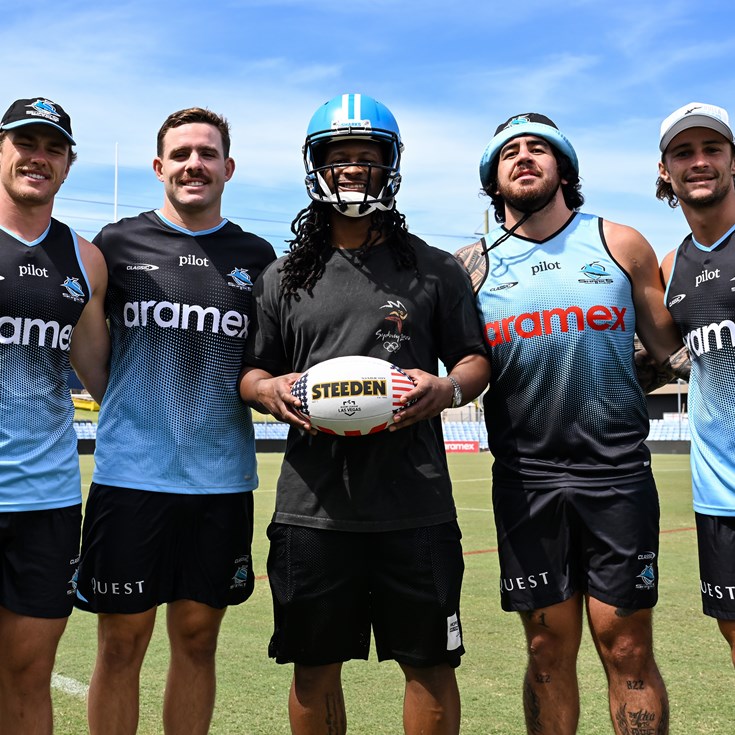 NFL great Gurley meets the Sharks