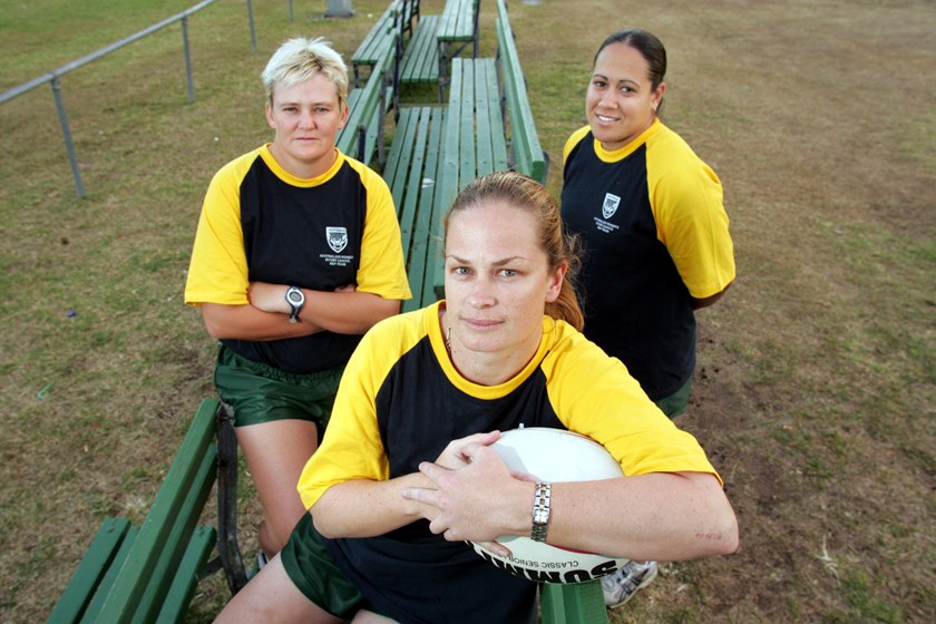 Tahnee Norris with team-mates Tracey Thompson and Karley Banks.