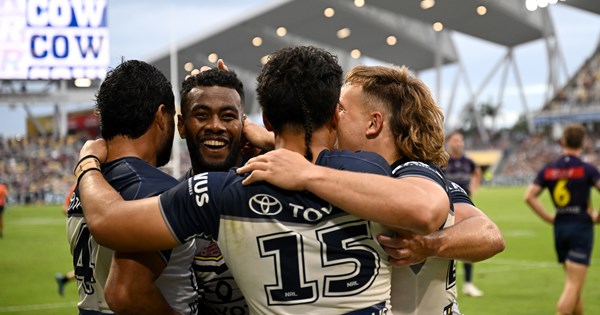 NRL 2023: Semi Valemei hat-trick as North Queensland Cowboys thrash  Melbourne Storm in Townsville