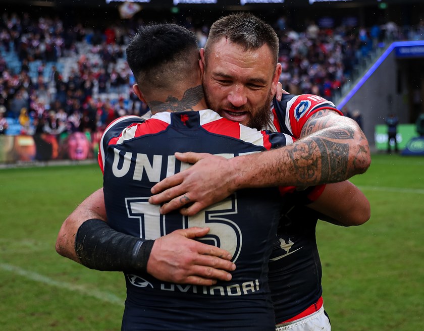 Spencer Leniu and Jared Waerea-Hargreaves have formed a close bond as Roosters teammates this year.