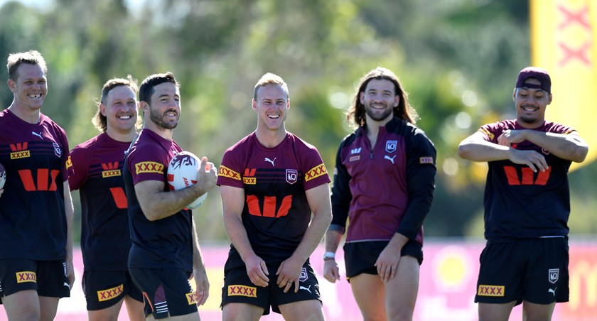 Daly Cherry-Evans enjoying training with the Queensland Maroons.