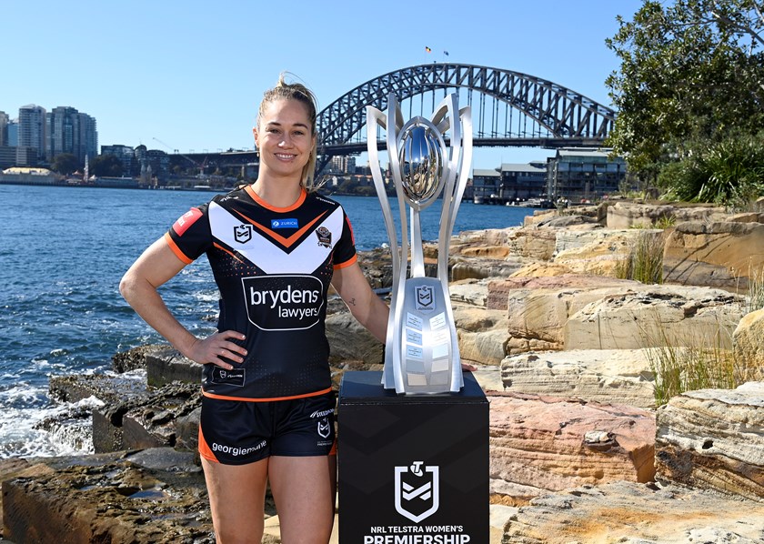Kezie Apps is determined to lead the Wests Tigers to the NRLW title this year. 