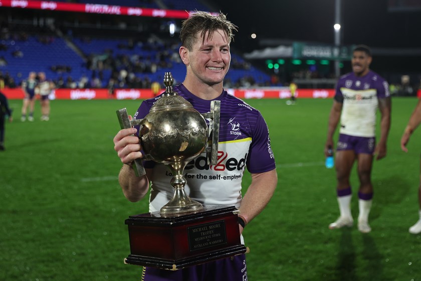 Harry Grant with the Michael Moore Trophy. 