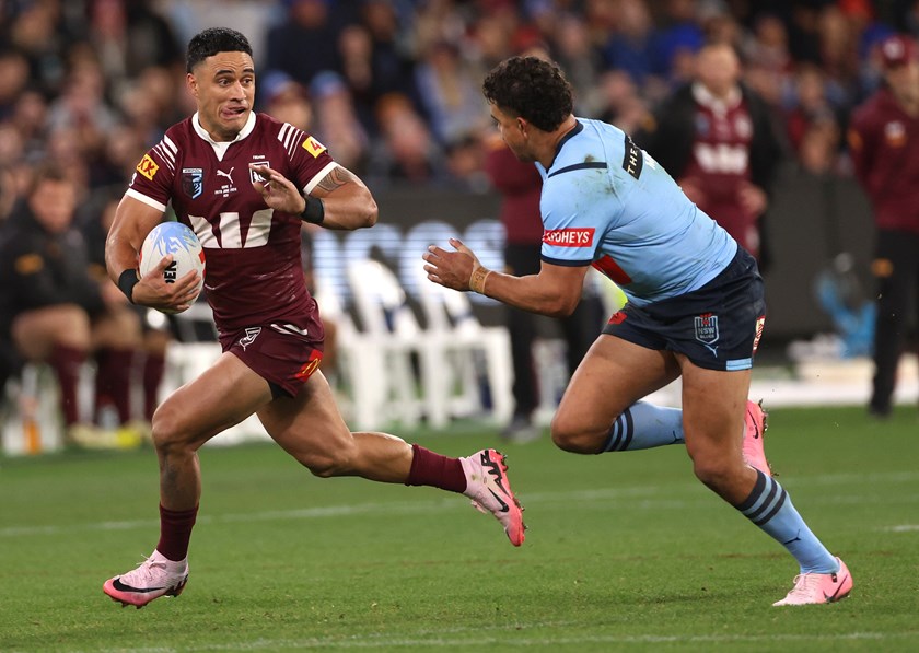 Valentine Holmes with the ball in Game Two at the MCG. 