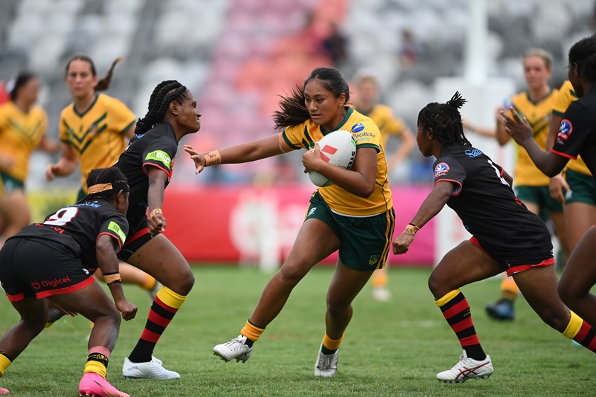 Australian Schoolgirls in action against the PNG Junior Orchids in 2023.