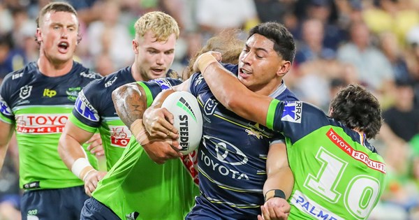 NRL news 2022, Canberra Raiders vs North Queensland Cowboys, Tom Starling  try, video