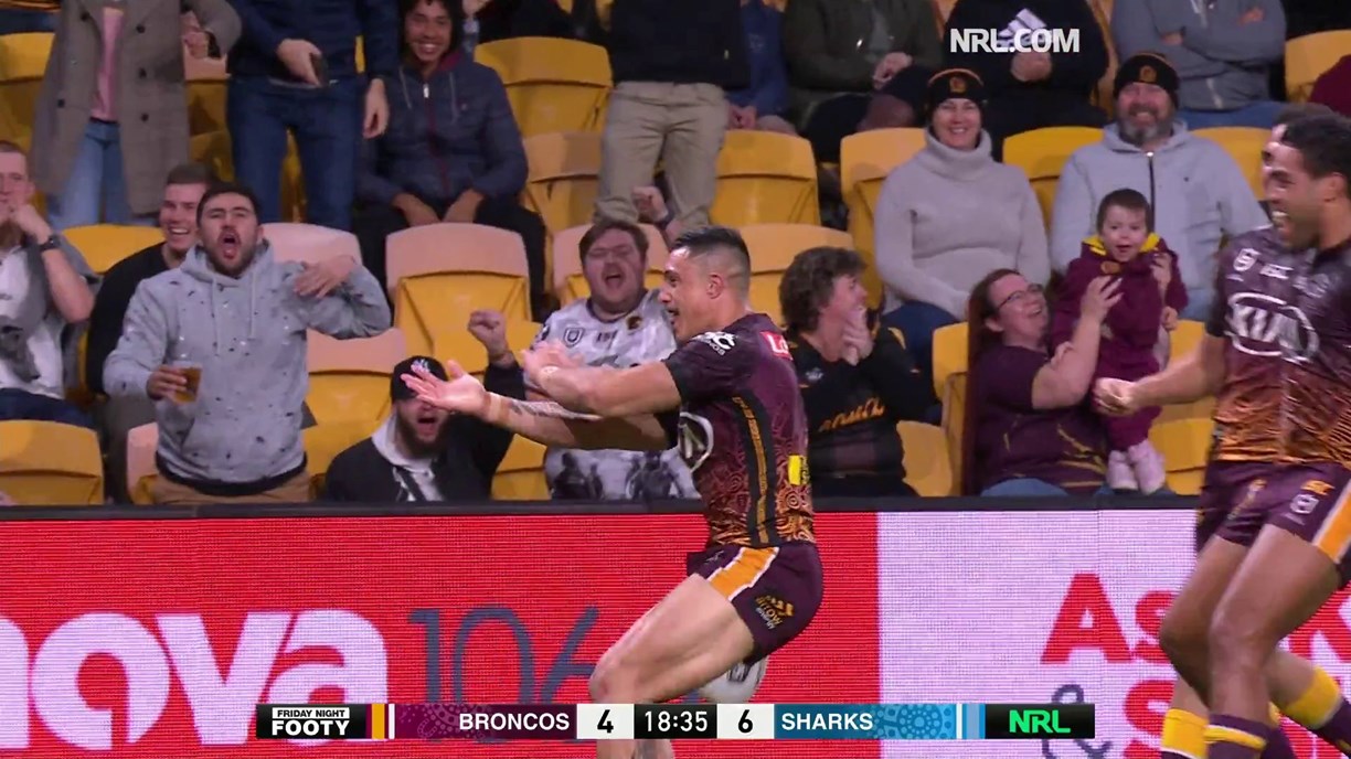 NRL 2020: Brisbane Broncos vs Cronulla Sharks, Kotoni Staggs, Shake a leg  dance, video, highlights, scores, Round 12