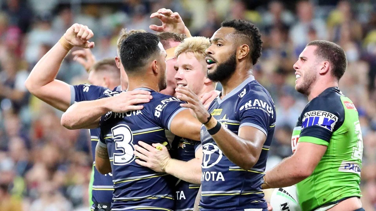 NRL 2022: North Queensland Cowboys, Canberra Raiders, Valentine Holmes,  Jason Taumalolo, Jack Wighton, QCB Stadium, round two