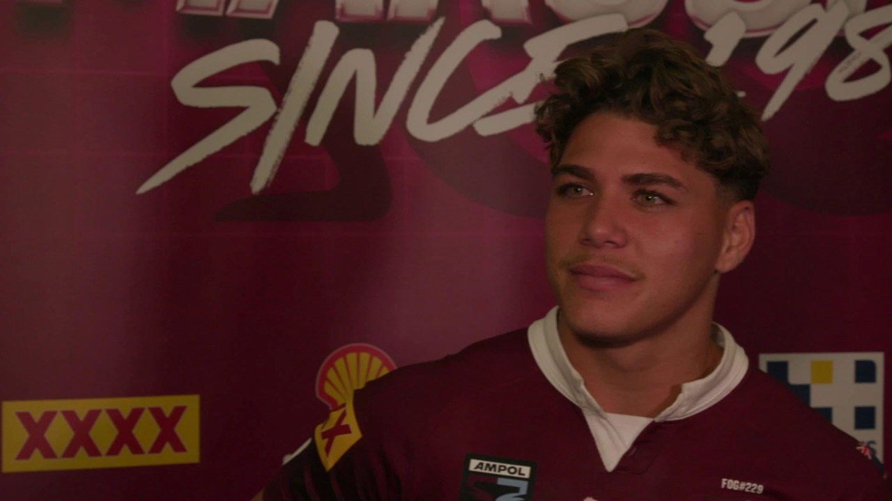 Reece Walsh gives a smile during a Brisbane Broncos NRL training