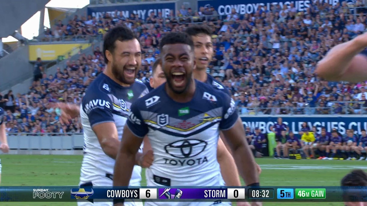 NRL 2023: Semi Valemei hat-trick as North Queensland Cowboys thrash  Melbourne Storm in Townsville