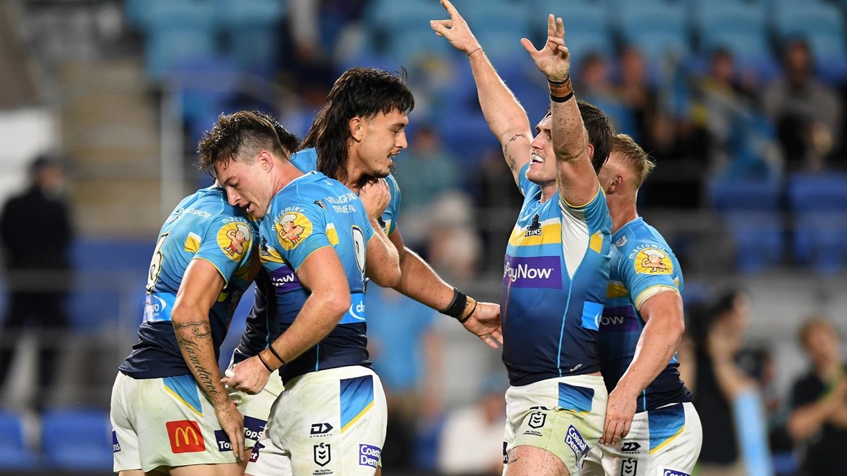 Gold Coast Titans, Wests Tigers, NRL season 2023, Round 15, Api Koroisau,  Tino Fa'asuamaleaui | NRL.com