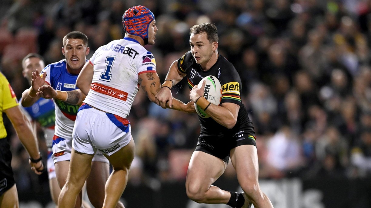 Dylan Edwards of the Panthers heads out to warm up before the NRL Round 7  match between the Newcastle Knights and the Penrith Panthers at McDonald  Jones Stadium in Newcastle, Saturday, April