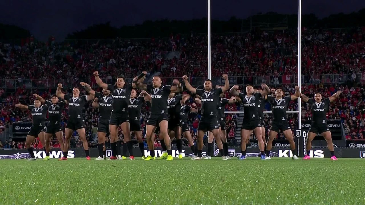 The Kiwis perform a formidable Haka