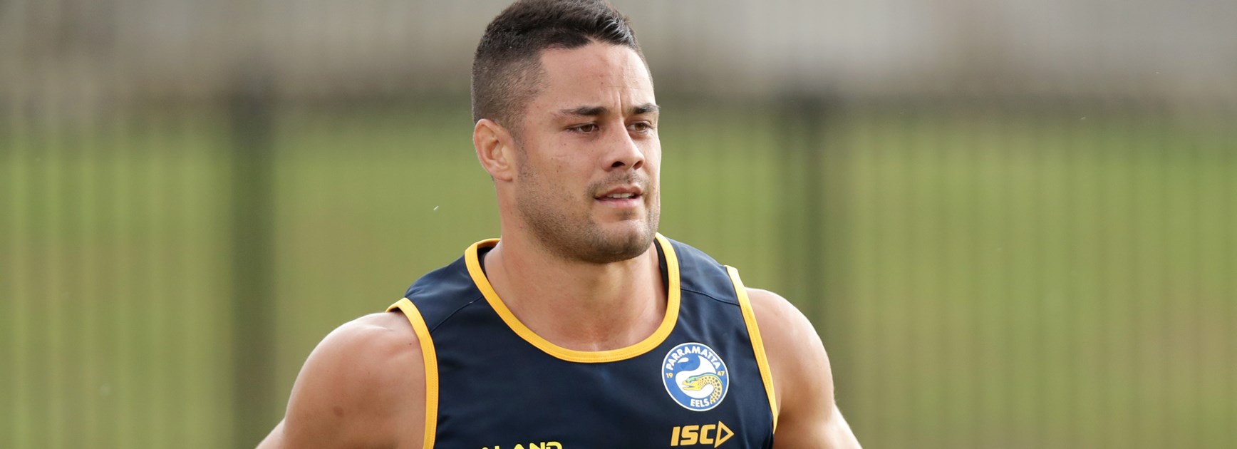 Jarryd Hayne on his first day back at training with the Parramatta Eels.