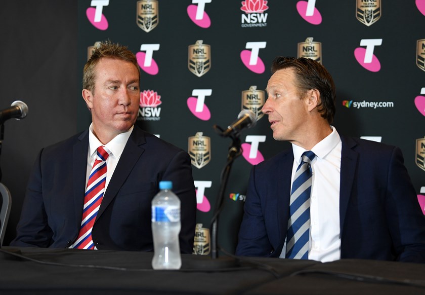 Roosters coach Trent Robinson and Storm coach Craig Bellamy.