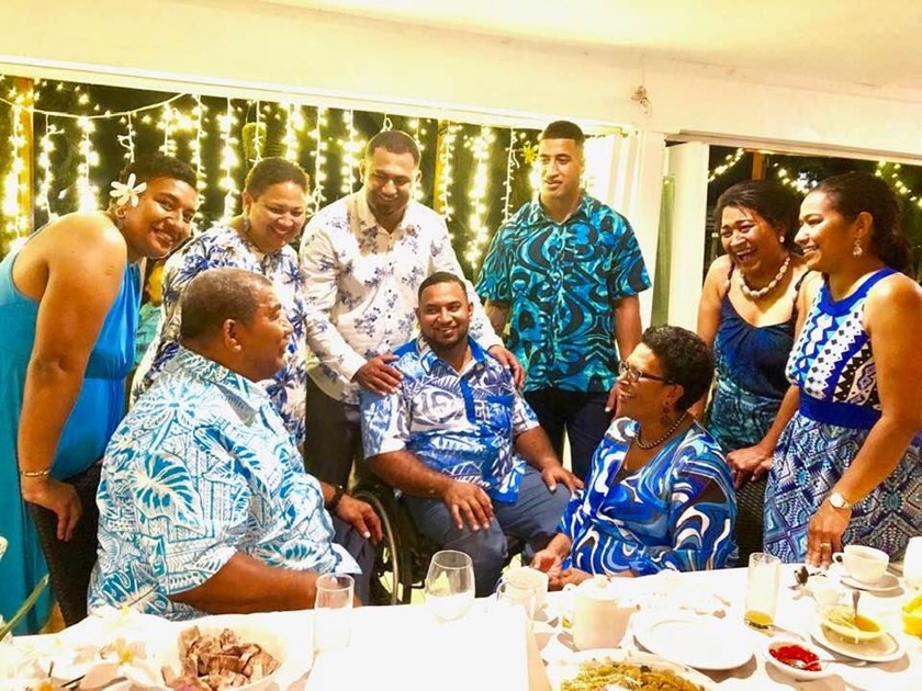 Viliame Kikau with his family, celebrating his brother Jope's wedding in Fiji.