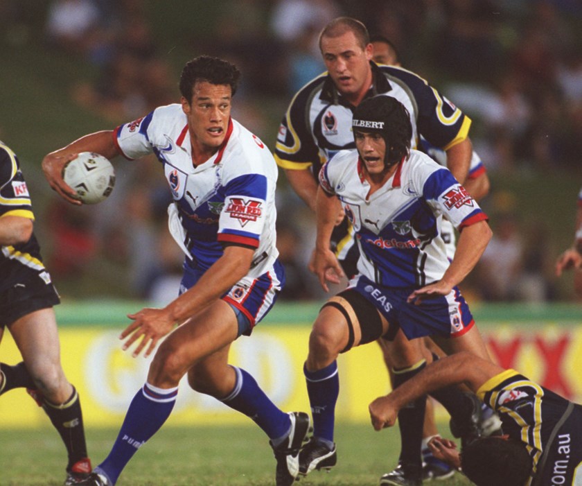 Logan Swann on the charge for the Warriors in 2002.