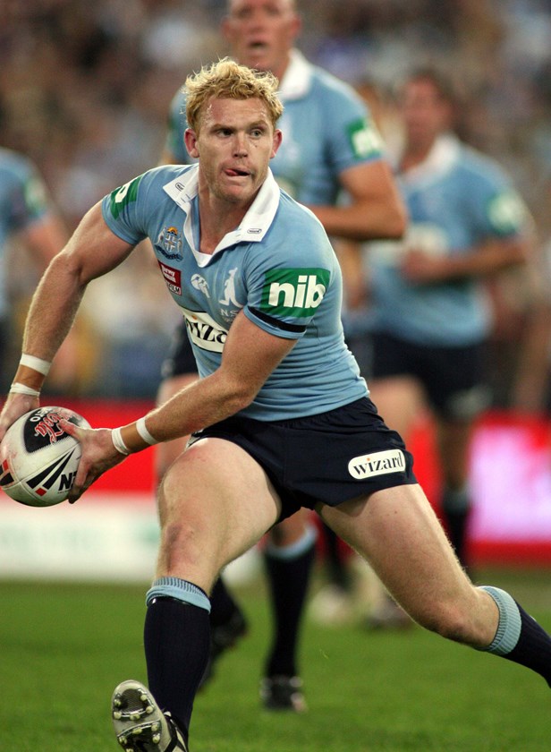 Peter Wallace on the move in his debut Origin game in 2008.