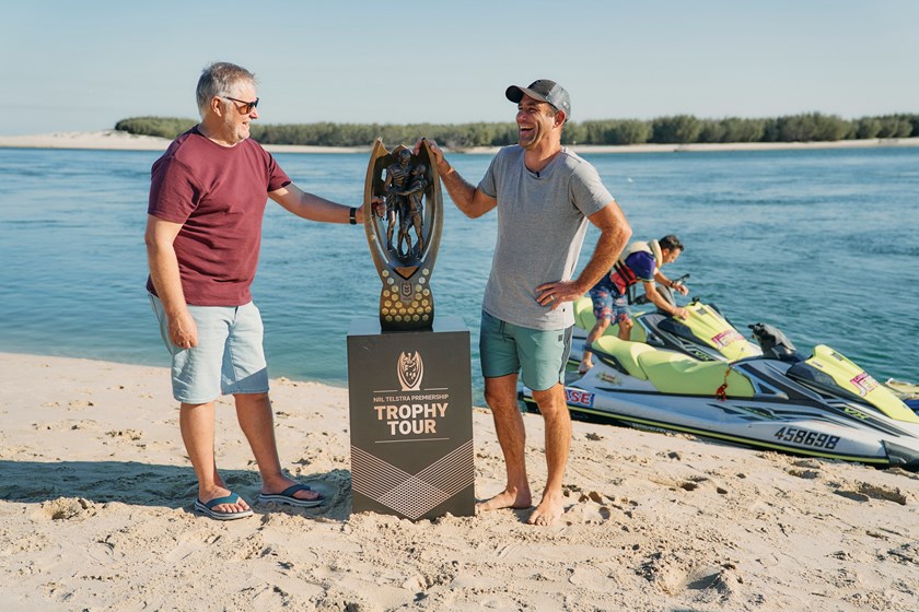 League great Cameron Smith (right) is part of the NRL Premiership Trophy Tour.