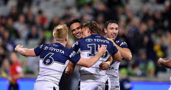 NRL news 2022, Canberra Raiders vs North Queensland Cowboys, Tom Starling  try, video