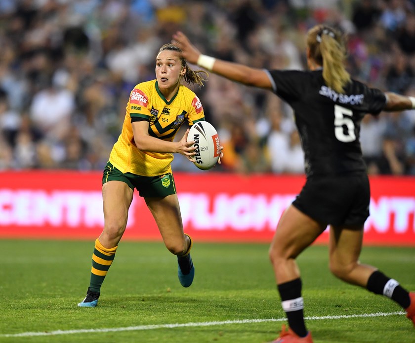 Knights playmaker Kirra Dibb, on debut here for Australia in 2019, is the incumbent Jillaroos five-eighth.