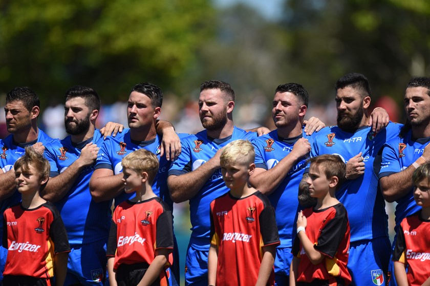 Nathan Brown (centre) represented Italy in 2017 and will again be a key man for the Azzurri.