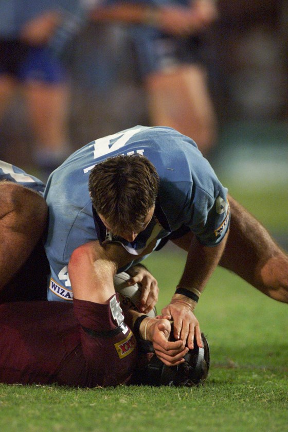 Centre Terry Hill typified the passion that helped NSW to a 26-10 win in Game Two, 1998.