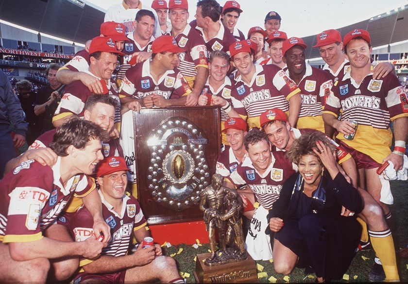 Kevin Walters and the Broncos with Tina Turner after the 1993 grand final