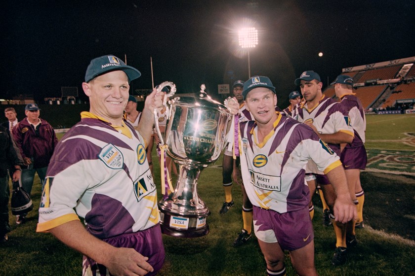 Kevin Walters and Allan Langer with the World Club Championship Trophy in 1997