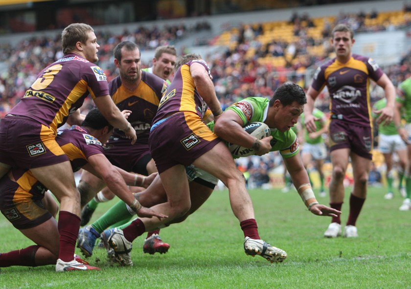 Josh Papali'i served notice of big things to come with a try double against the Broncos in just his fourth career game in 2011.