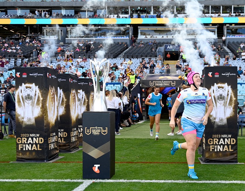 Rilee Jorgensen takes the field for the 2023 NRLW grand final.