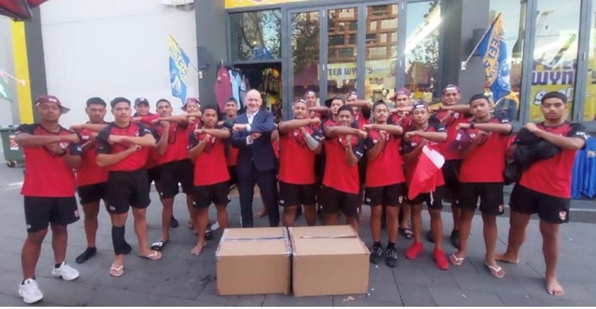 Former Eels great Peter Wynn supplied the 2023 Tongan Schoolboys with new boots through a partnership with Asia Pacific Rugby League.