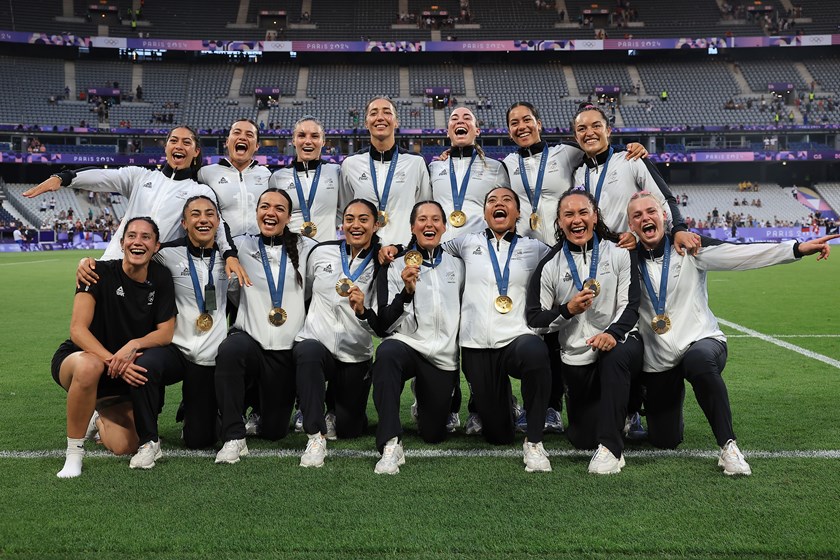 The Olympic gold medal winning Black Ferns squad, including NRLW recruits Tyla King, Stacey Waaka and Tenika Willison 