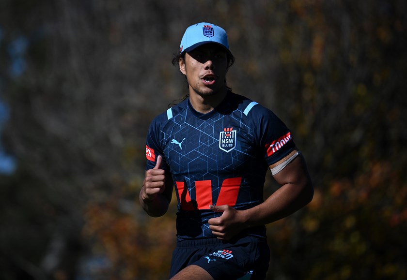 Jarome Luai at Blues training in the Blue Mountains 