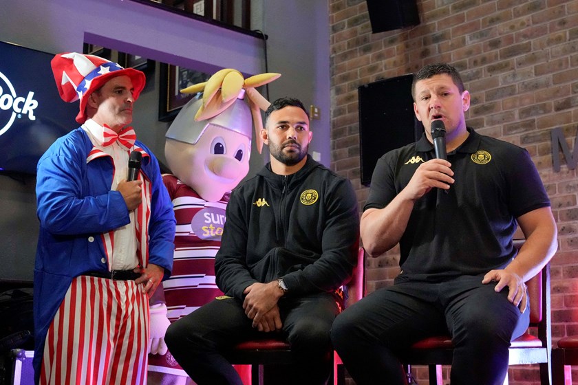 Brian Carney interviews Wigan's Bevan French and Matty Peet at the Vegas launch in Manchester.