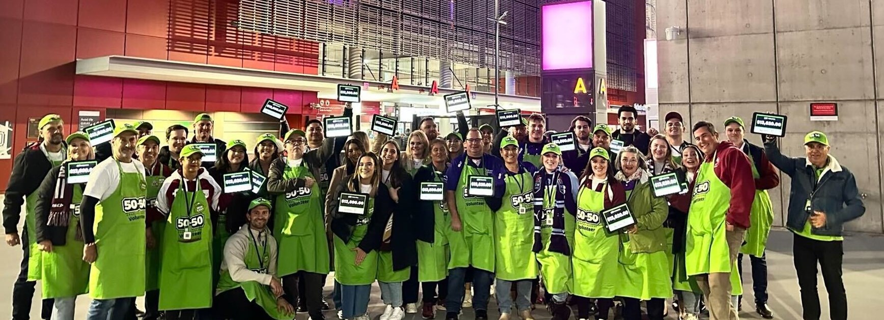 An army of volunteers sold 5050 Charity raffle tickets at the Origin decider at Suncorp Stadium.